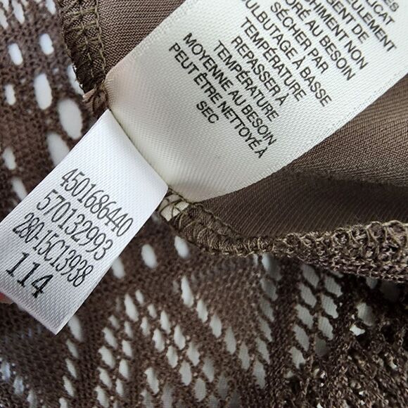 Chicos Easywear Cardigan Size 0 Small Brown Open Front Draped Lace Semi Sheer - Picture 11 of 11